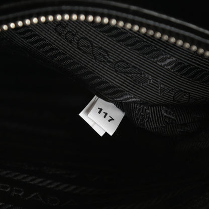 Prada Saffiano Baiadera Striped Medium Galleria Double Zip Tote Caramel Black White 9 of 13