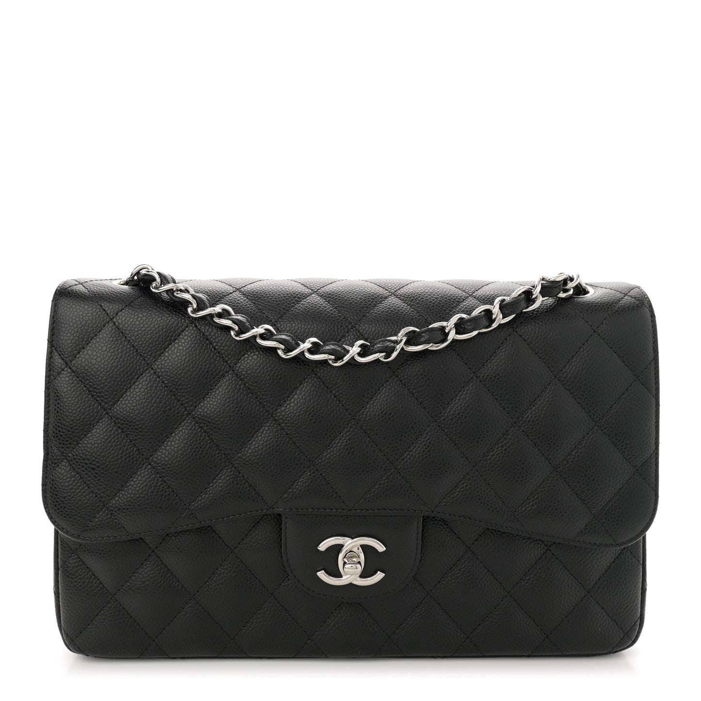 Caviar Quilted Jumbo Double Flap Black