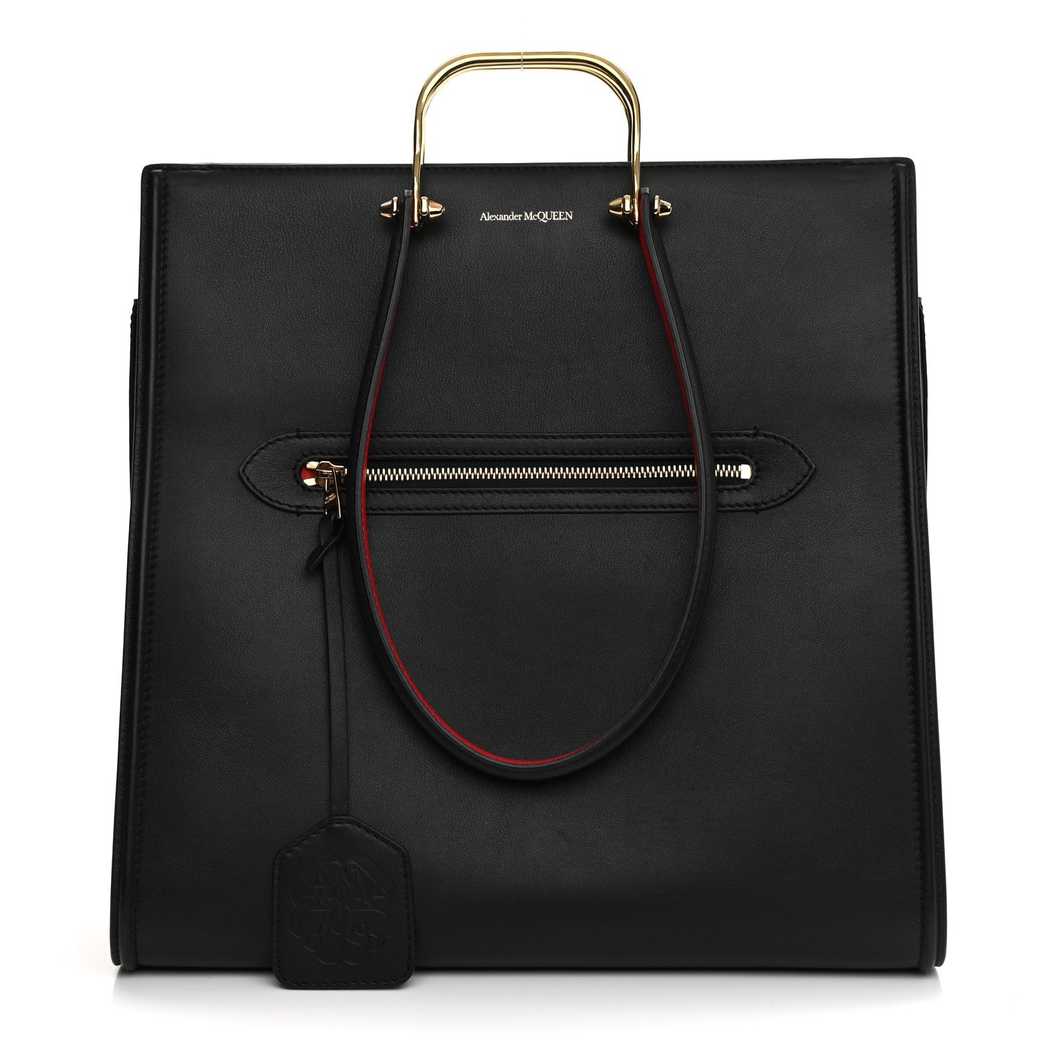 Alexander McQueen Calfskin The Tall Story Shoulder Bag Black Red 1 of 14