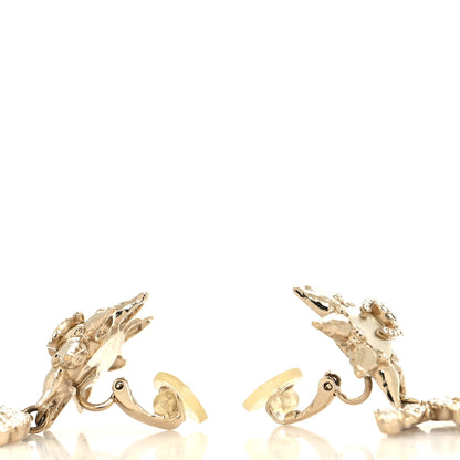 Chanel Crystal Pearl CC Star Drop Clip On Earrings Gold 3 of 4