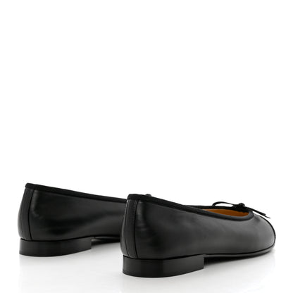 Chanel Lambskin Patent CC Cap Toe Ballerina Flats 36.5 Black 4 of 9