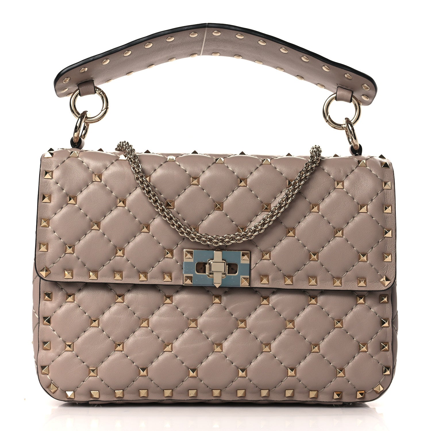 Valentino Garavani Lambskin Medium Rockstud Spike Shoulder Bag Poudre 1 of 8