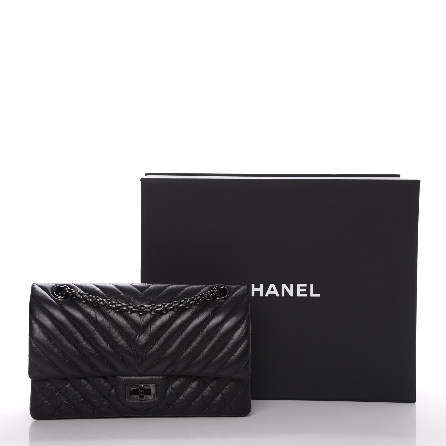 Chanel Aged Calfskin Chevron Quilted 2.55 Reissue 225 So Black 9 of 9