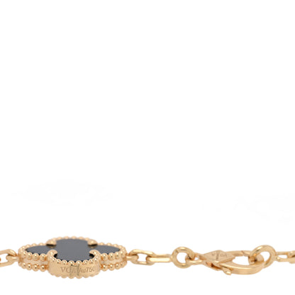 Van Cleef & Arpels 18K Yellow Gold Black Onyx 5 Motifs Vintage Alhambra Bracelet 3 of 3