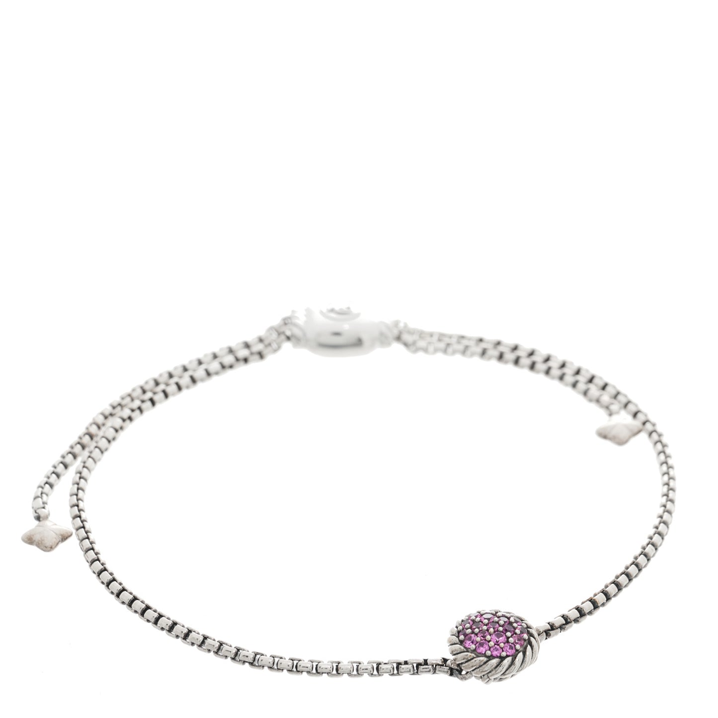 Sterling Silver Pink Sapphire 9mm Chatelaine Petite Pave Bracelet