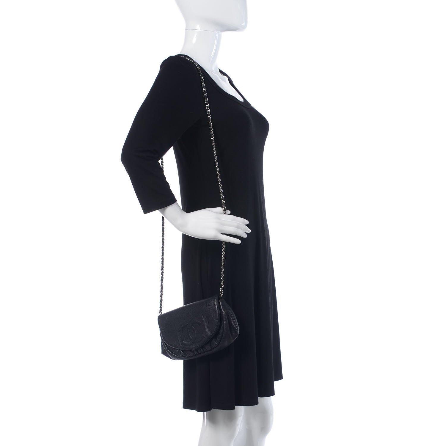 Chanel Caviar Half Moon Wallet On Chain WOC Black 2 of 14