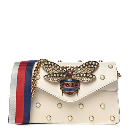 Gucci Nappa Pearl Studded Mini Queen Margaret Broadway Shoulder Bag Mystic White 1 of 12