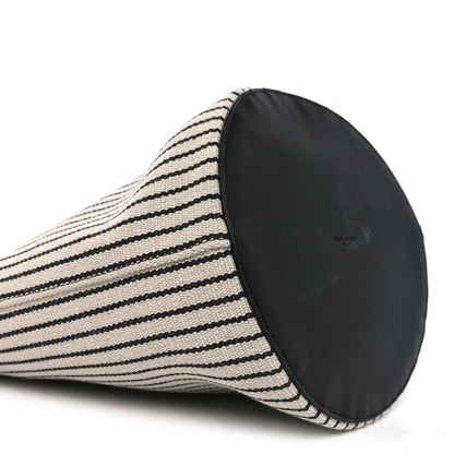 Saint Laurent Linen Calfskin Striped Rive Gauche Bucket Bag Grey Cream Black 10 of 11