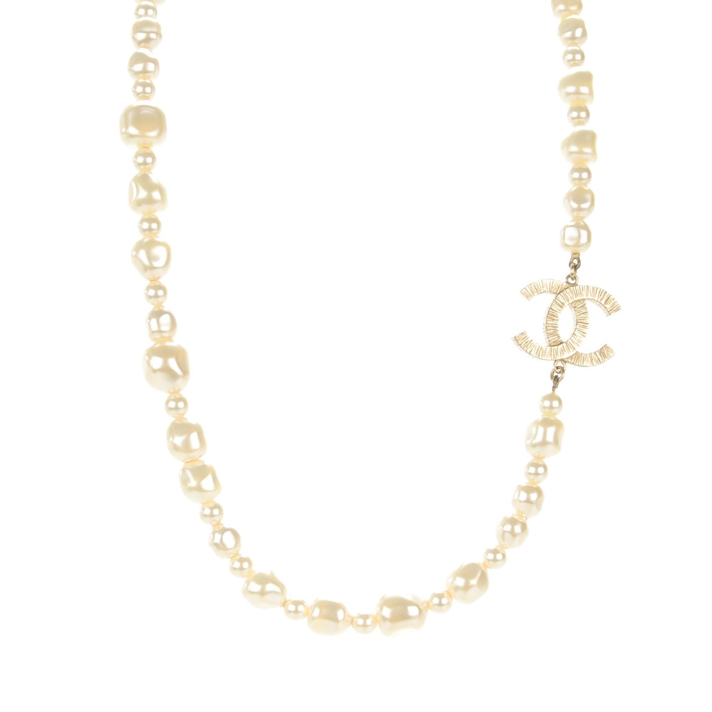 Irregular Pearl CC Short Necklace Gold