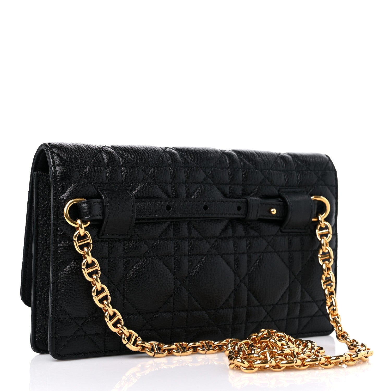 Christian Dior Supple Calfskin Cannage Caro Belt Pouch with Chain Black 3 of 10