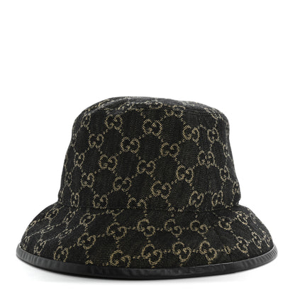 Gucci Jacquard Denim GG Monogram Oscar Bucket Hat M Black Ivory 1 of 9