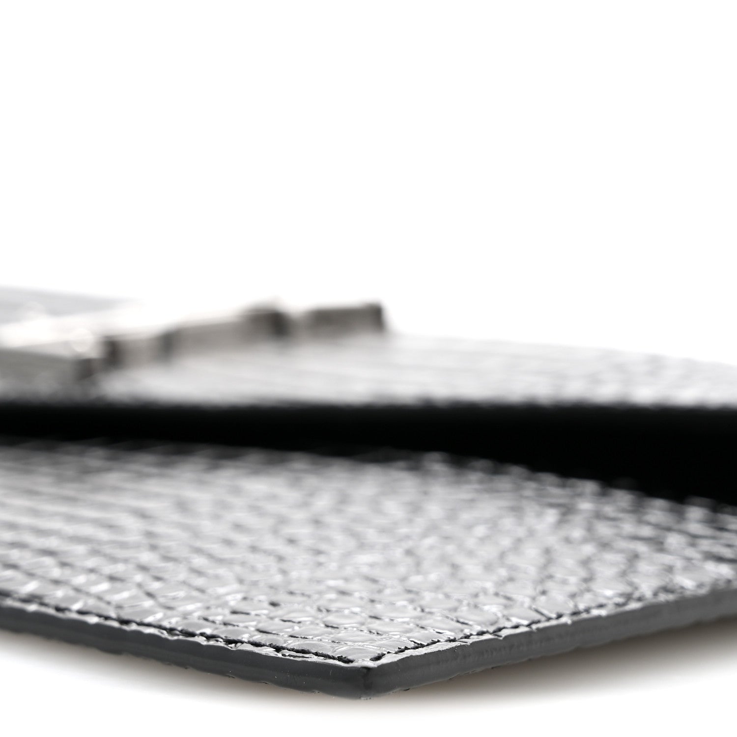Saint Laurent Calfskin Crocodile Embossed Uptown Monogram Clutch Black 10 of 13