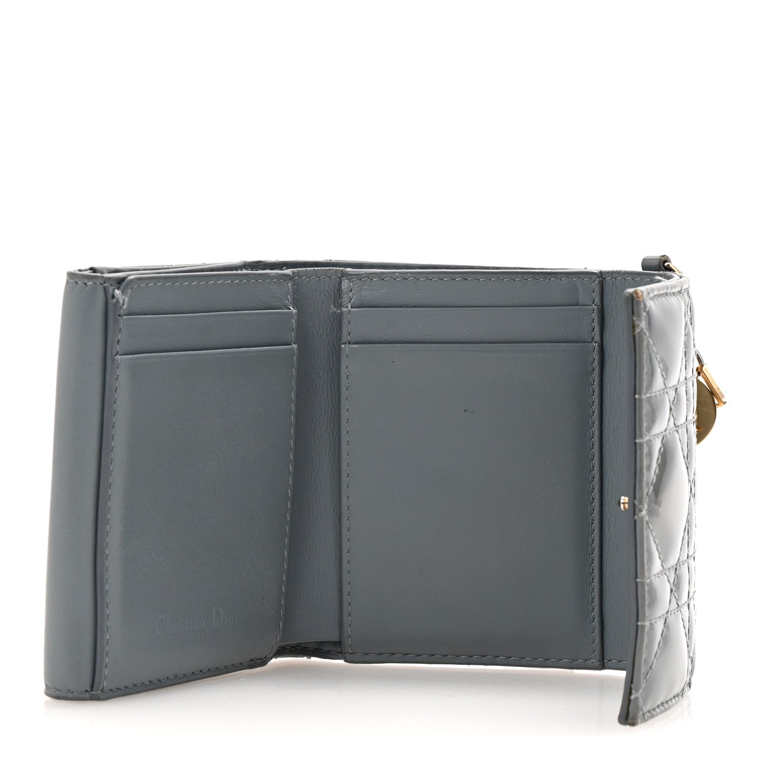 Christian Dior グレー キャミソール 38 Christian Dior Patent Cannage Lady Dior Lotus Wallet Light Blue