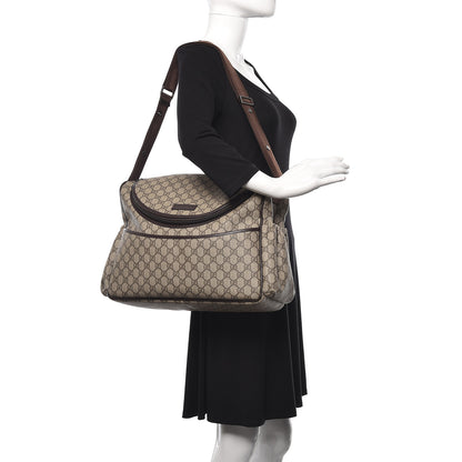 Gucci GG Supreme Monogram Selleria Calfskin Large Diaper Bag Beige Ebony Cocoa Dark Chocolate 2 of 10