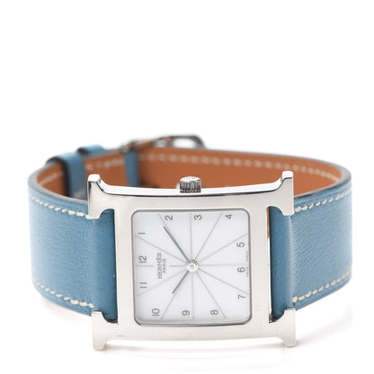 Hermes Stainless Steel Swift 26mm Heure H Hour Quartz Watch Blue Jean 2 of 6