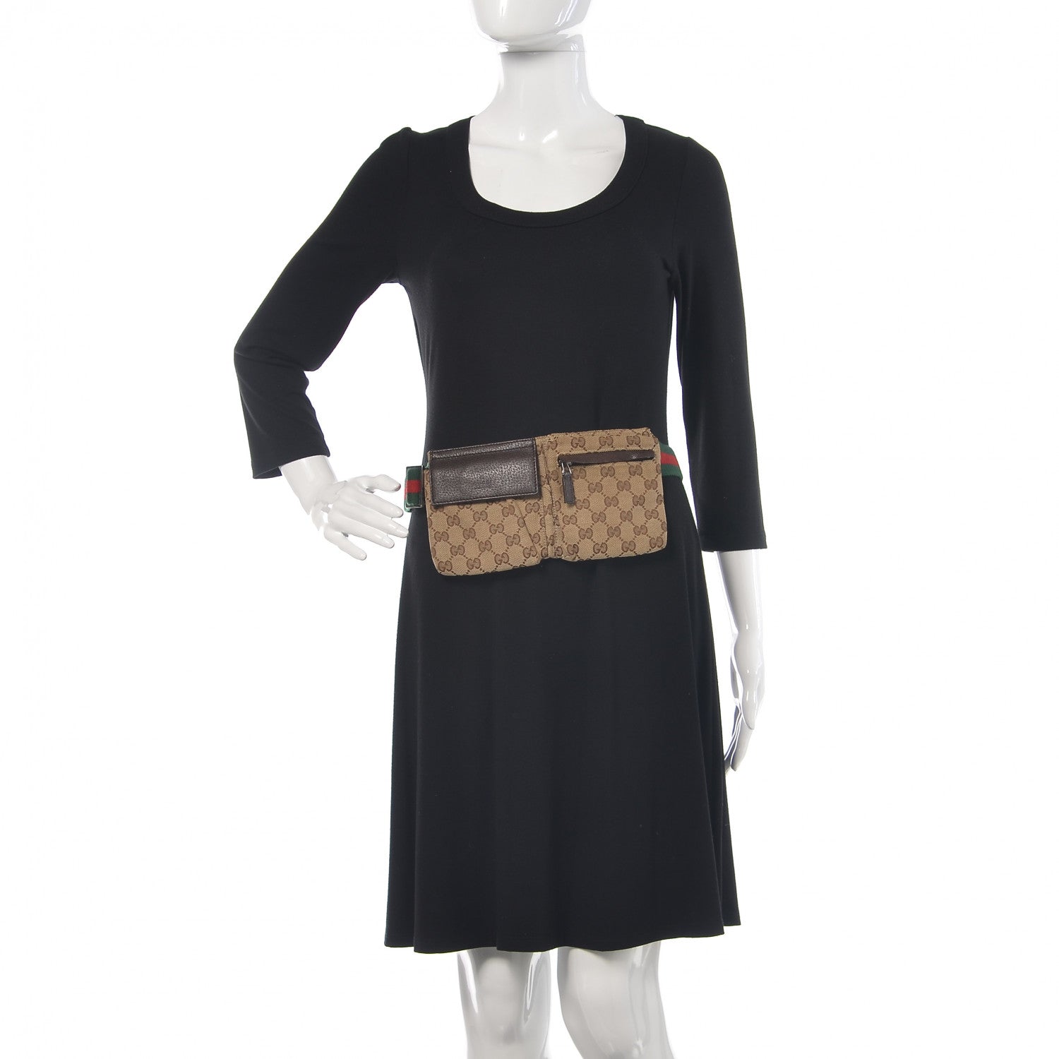 Gucci GG Plus Monogram Web Double Pocket Belt Bag Dark Brown 2 of 11