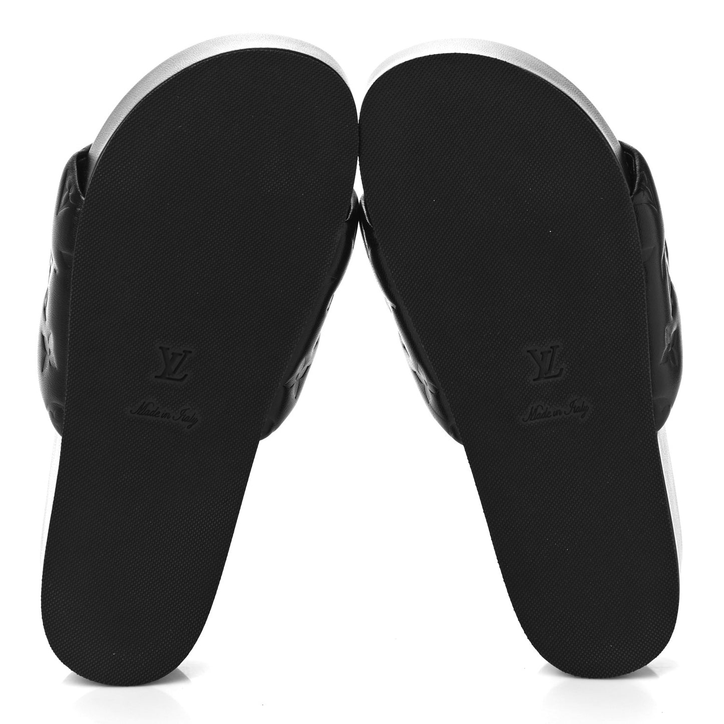 Lambskin Embossed Monogram Jumbo Flatform Mule Sandals 37 Black