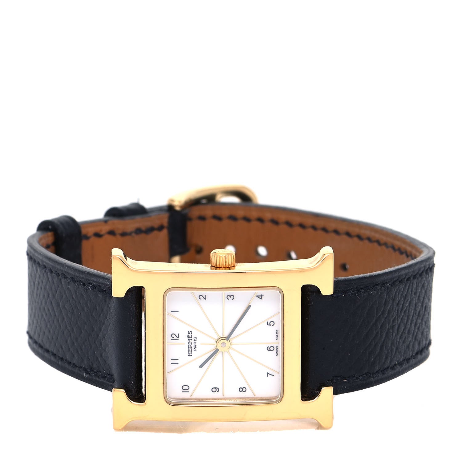 Hermes Stainless Steel Epsom 21mm Heure H Hour Quartz Watch Noir 2 of 5