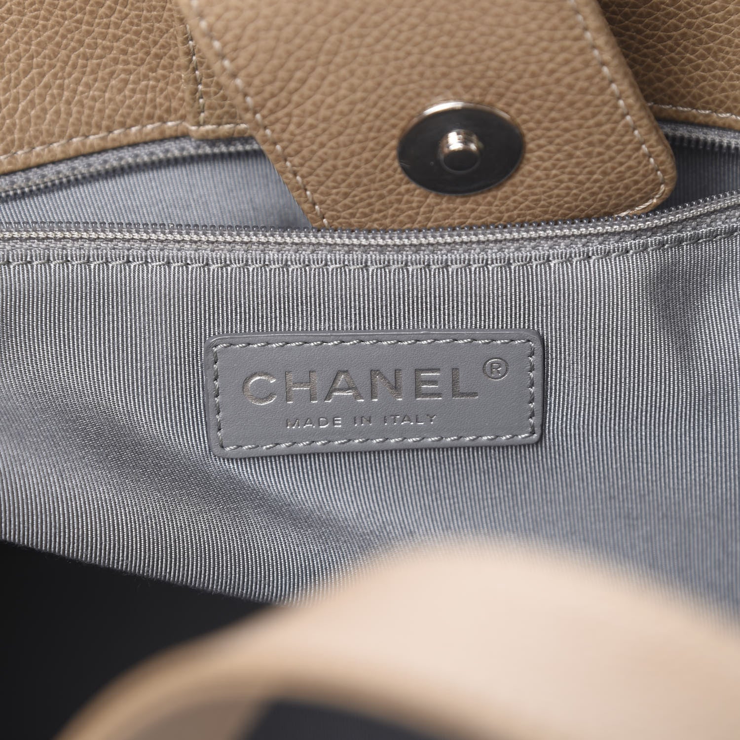 Chanel Calfskin Cerf Executive Shopper Tote Beige Black 6 of 14