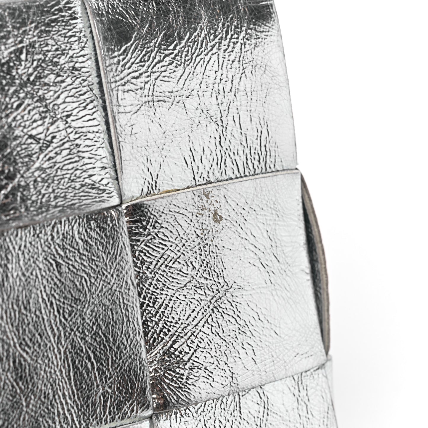 Metallic Lambskin Maxi Intrecciato Cassette Crossbody Bag Silver