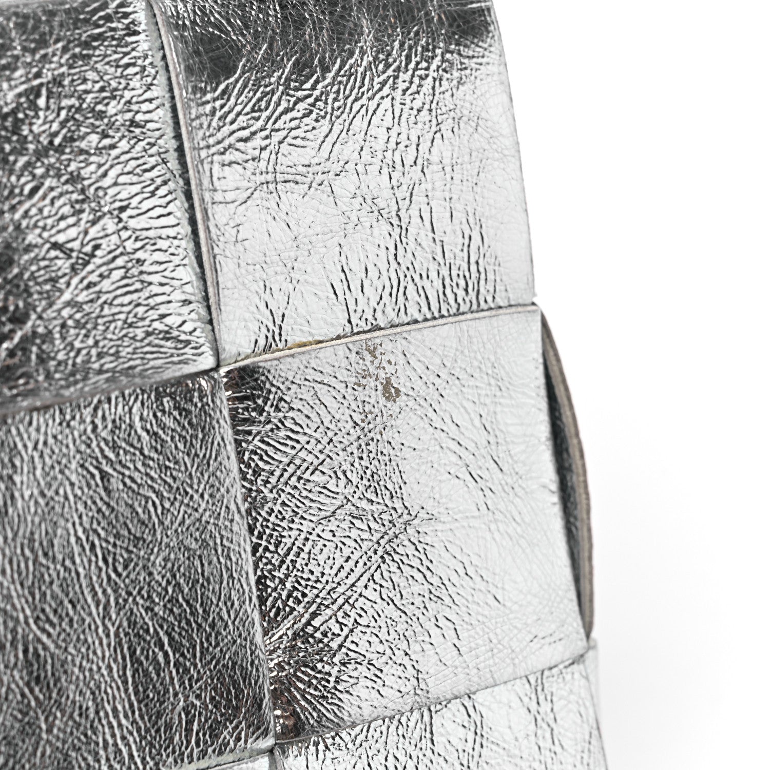 Bottega Veneta Metallic Lambskin Maxi Intrecciato Cassette Crossbody Bag Silver 9 of 9