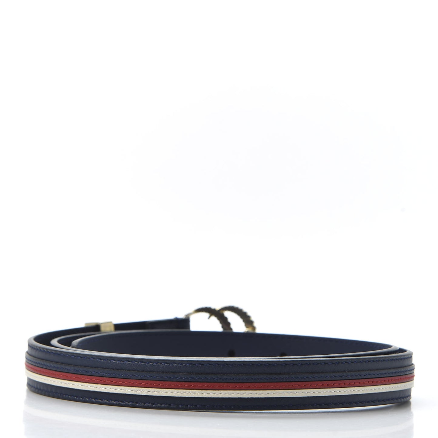 Calfskin Sylvie Stripe Torchon Double G 20mm Belt 90 36 Maritime Hibiscus Red Mystic White