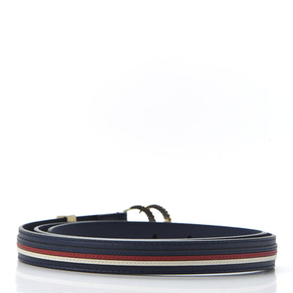 Gucci Calfskin Sylvie Stripe Torchon Double G 20mm Belt 90 36 Maritime Hibiscus Red Mystic White 2 of 4