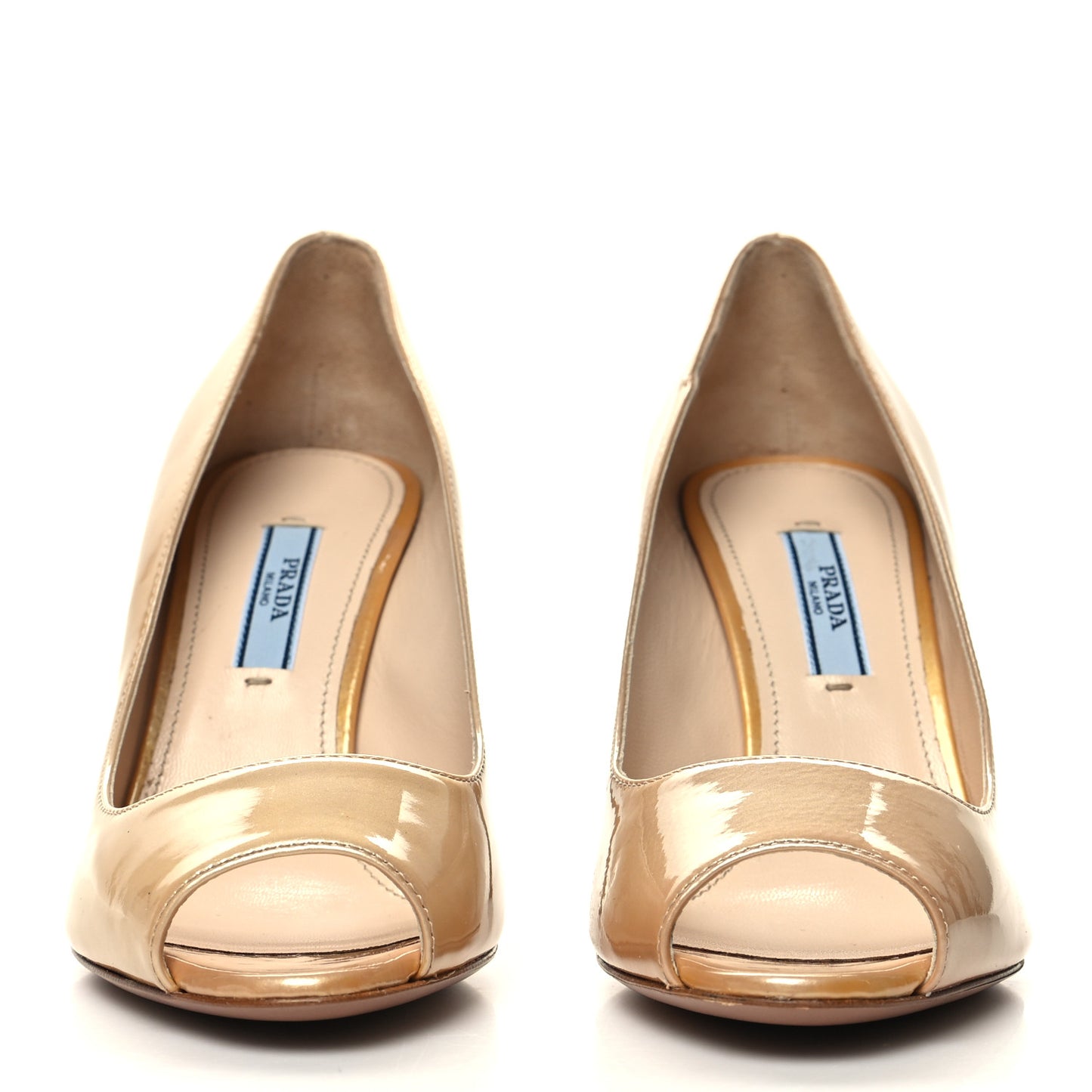 Patent Peep Toe Pumps 36.5 Beige