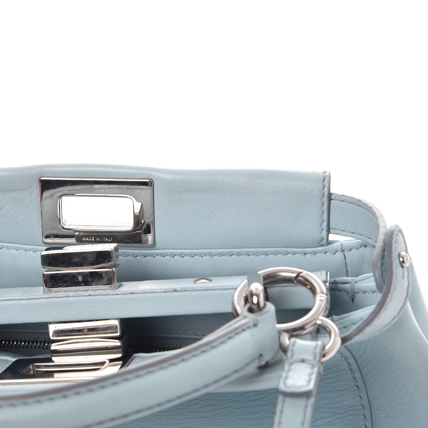 Fendi Nappa Mini Peekaboo Iconic Satchel Light Blue 11 of 12
