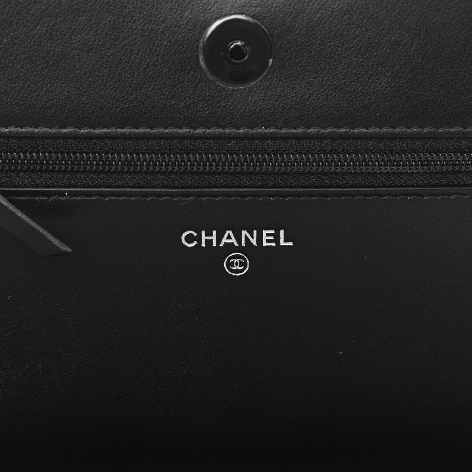 Chanel Aged Calfskin Chevron Quilted Gabrielle Wallet On Chain WOC Black 6 of 15