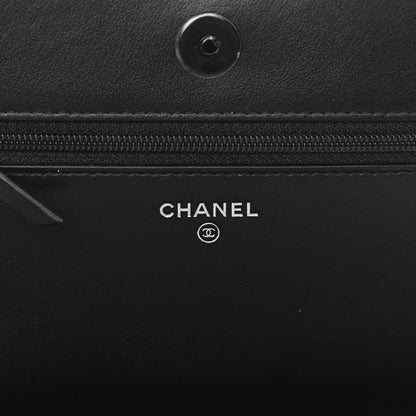 Chanel Aged Calfskin Chevron Quilted Gabrielle Wallet On Chain WOC Black 6 of 15