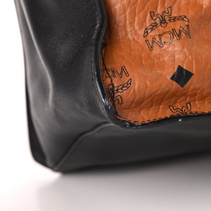 MCM Visetos Calfskin Drawstring Shoulder Bag Cognac Black 12 of 15