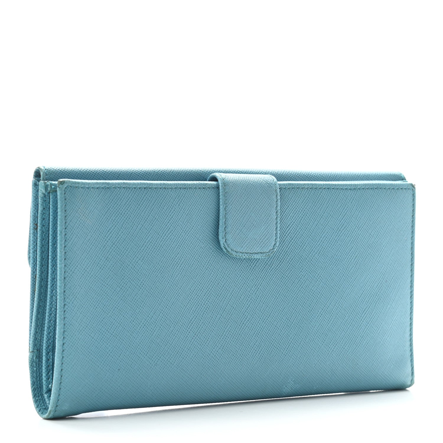 Prada Saffiano Metal Continental Flap Wallet Turchese 3 of 13
