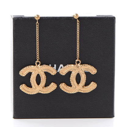 Chanel CC Drop Earrings Matte Gold 4 of 4