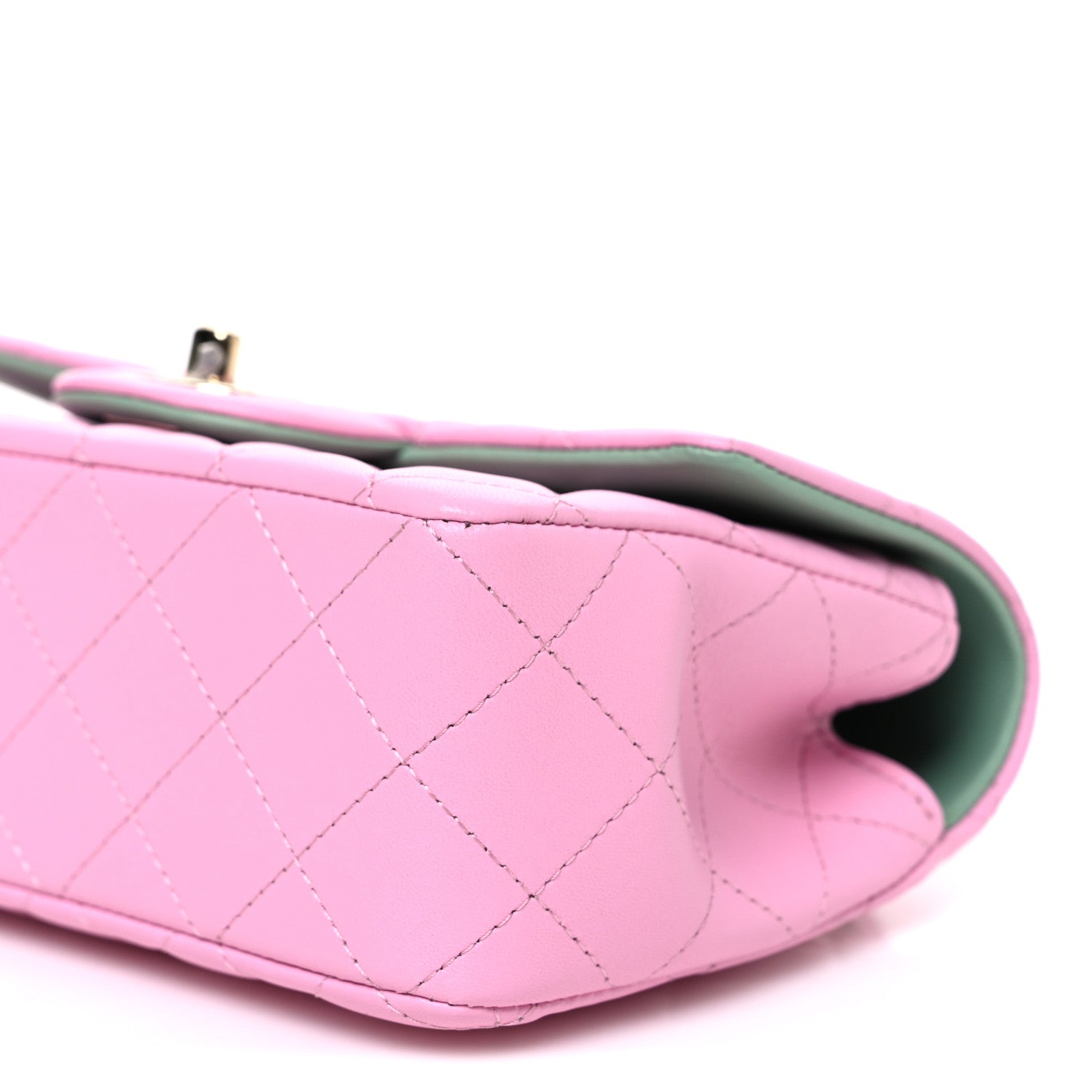Chanel Lambskin Quilted Mini Top Handle Rectangular Flap Pink Green 10 of 10