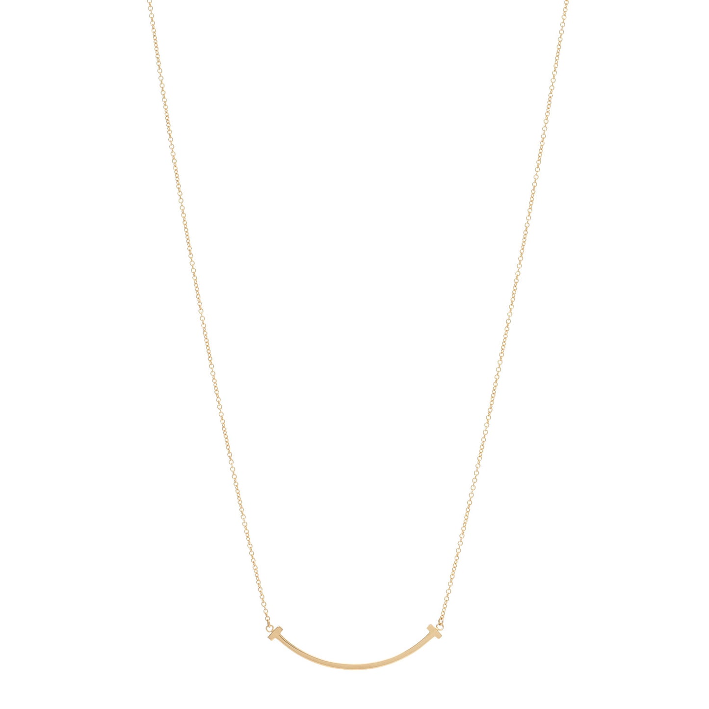 18K Yellow Gold Small T Smile Pendant Necklace