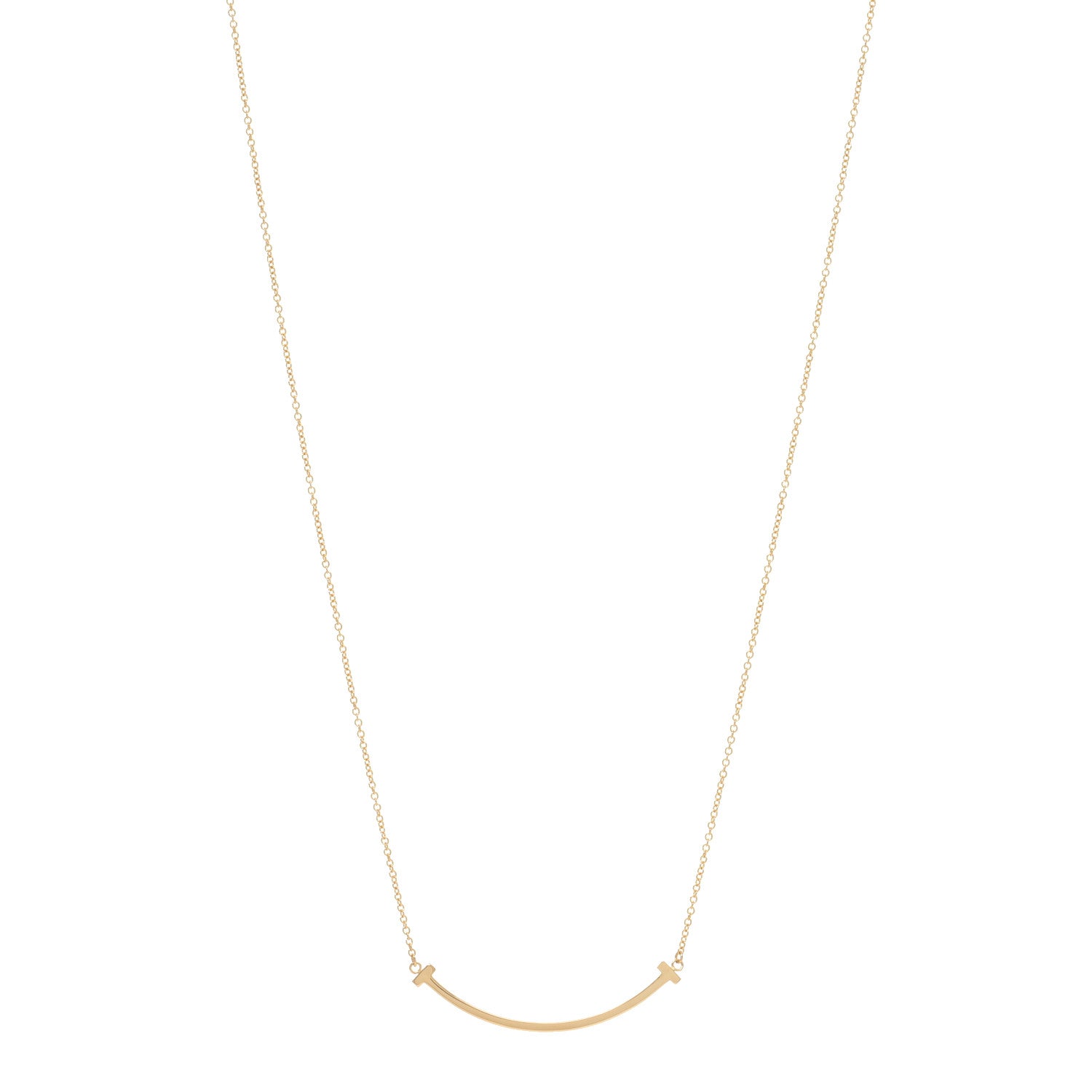 Tiffany 18K Yellow Gold Small T Smile Pendant Necklace 1 of 3