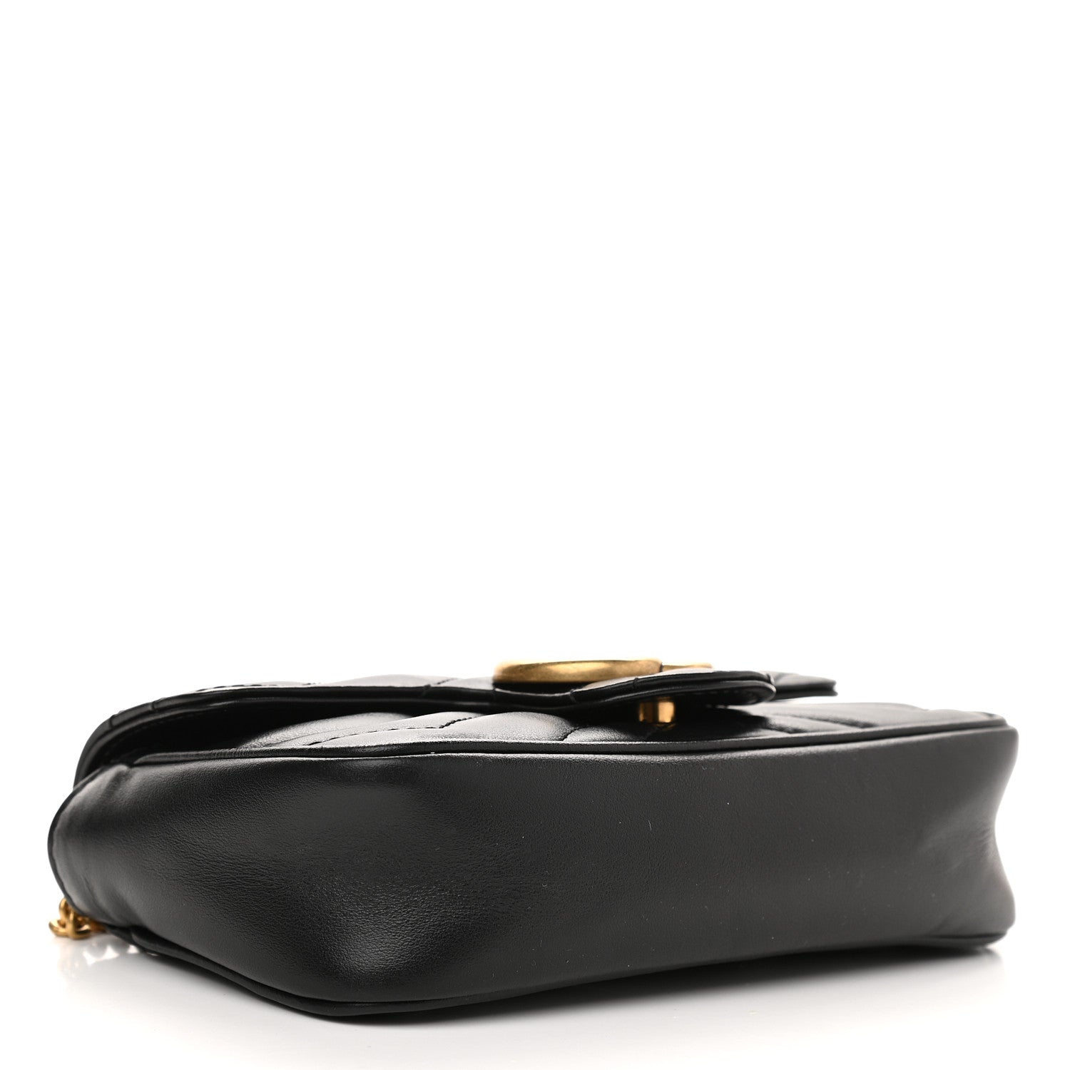 Gucci Calfskin Matelasse Super Mini GG Marmont Shoulder Bag Black 4 of 11