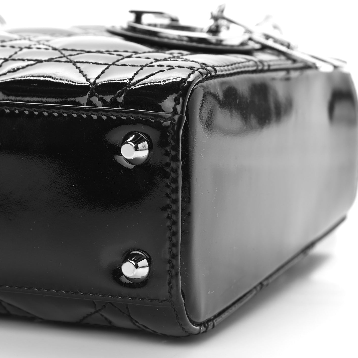 Patent Cannage Mini Lady Dior Black