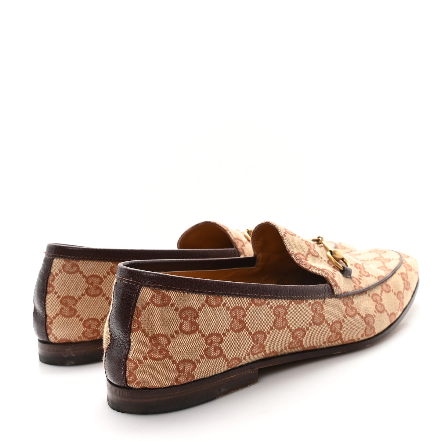 Canvas GG Monogram Horsebit Mens Jordaan Loafers 9.5 Beige Ruggine Light Brown