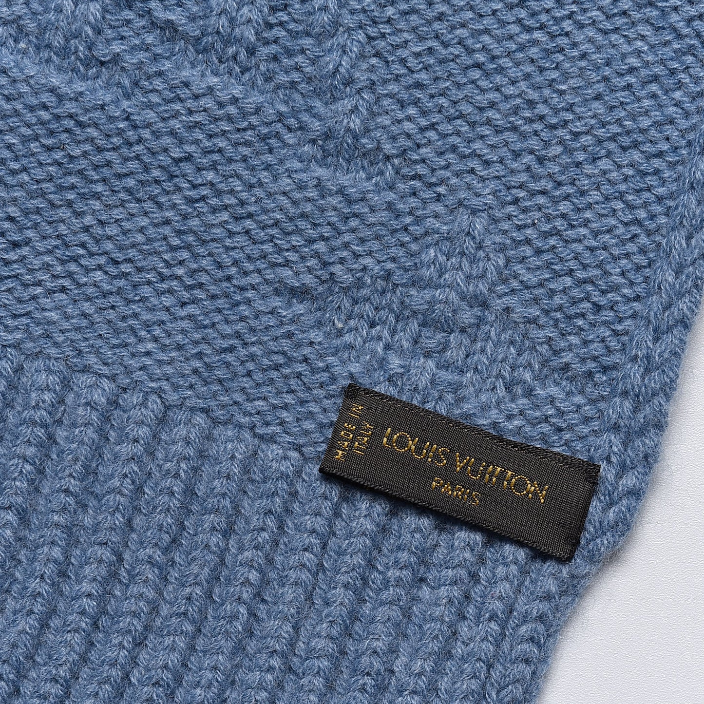 Cashmere Monogram Scarf Blue