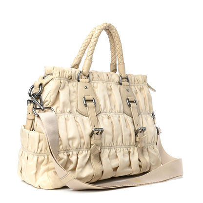 Prada Tessuto Nylon Gaufre Dressy Tote Sabbia 3 of 9