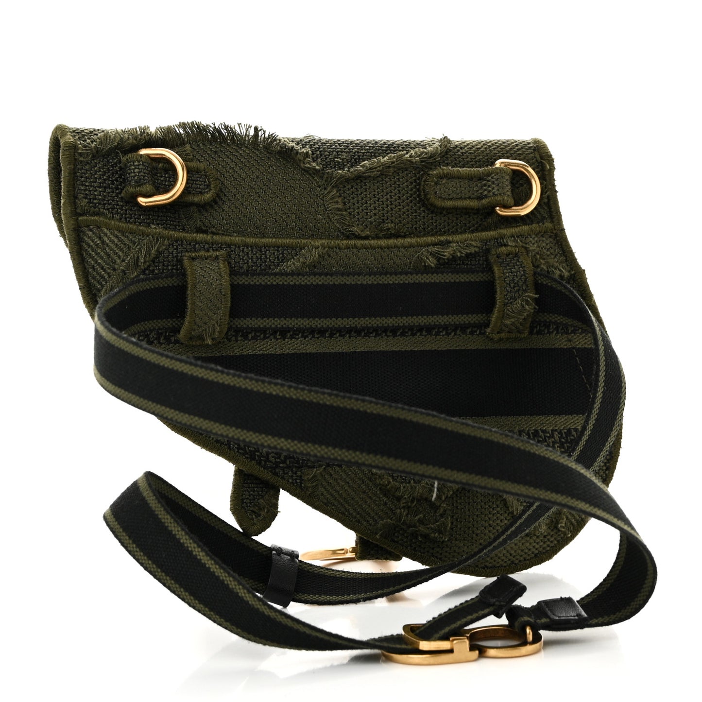 Canvas Embroidered Camouflage Saddle Belt Bag Green