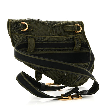 Christian Dior Canvas Embroidered Camouflage Saddle Belt Bag Green 3 of 10