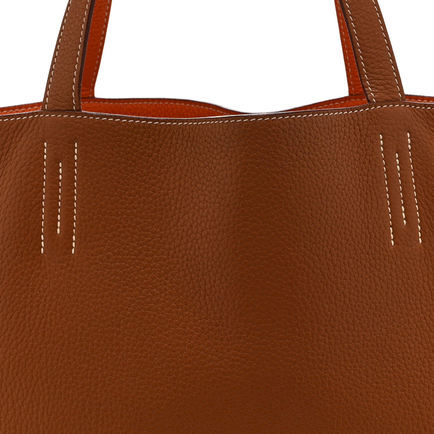 Hermes Taurillon Clemence Double Sens 45 Reversible Tote Orange Gold 12 of 21
