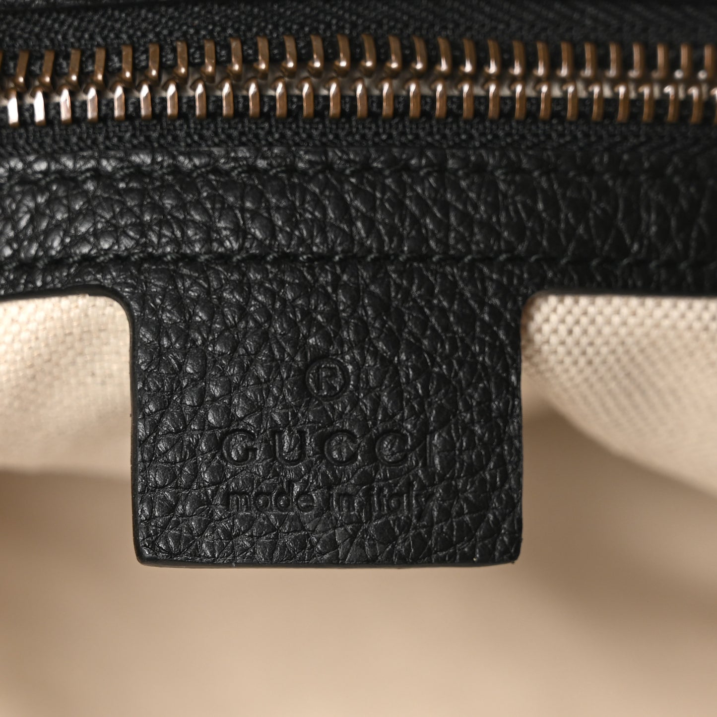 Grained Calfskin Logo Half Moon Hobo Black