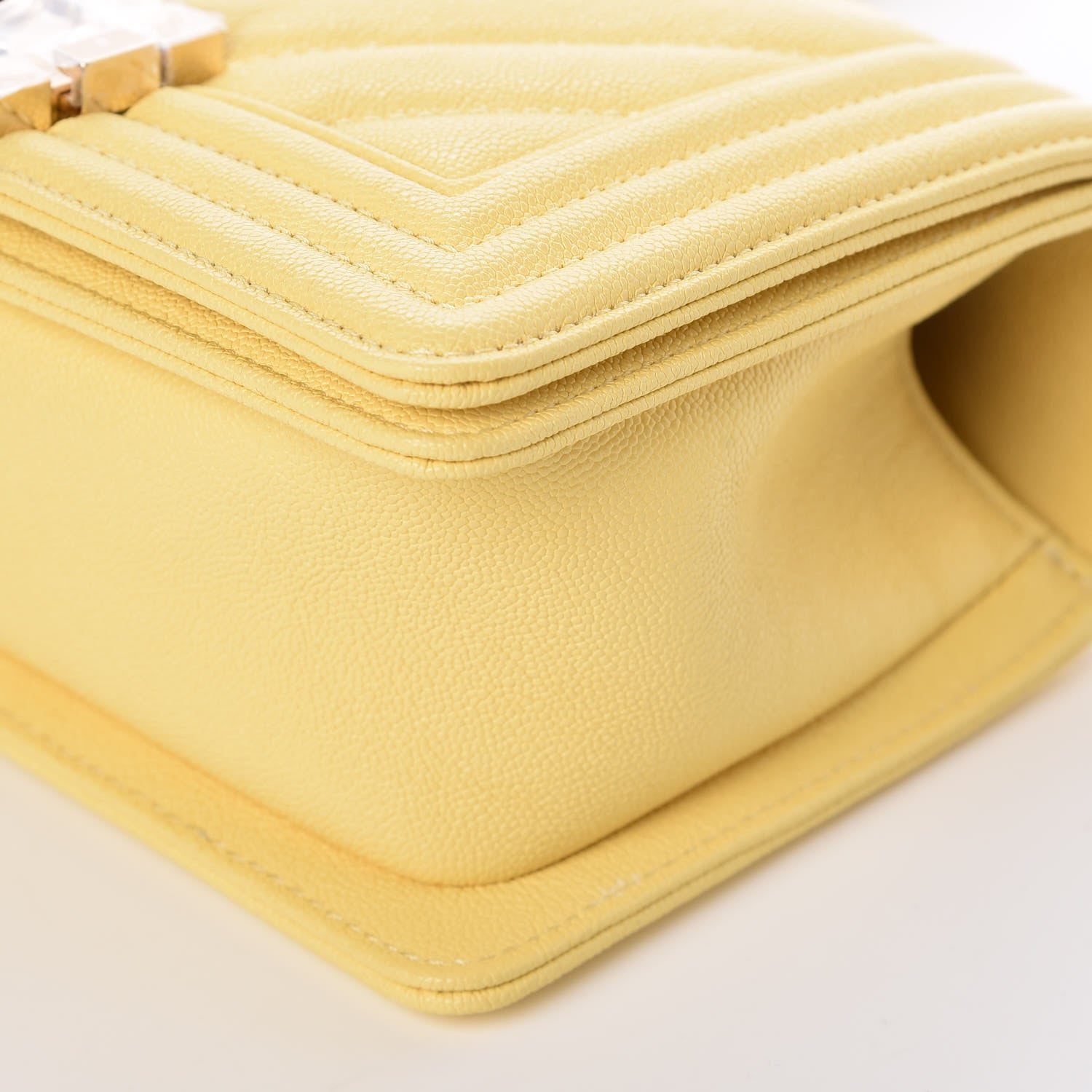 Chanel Caviar Chevron Quilted Small Boy Flap Yellow 9 of 10