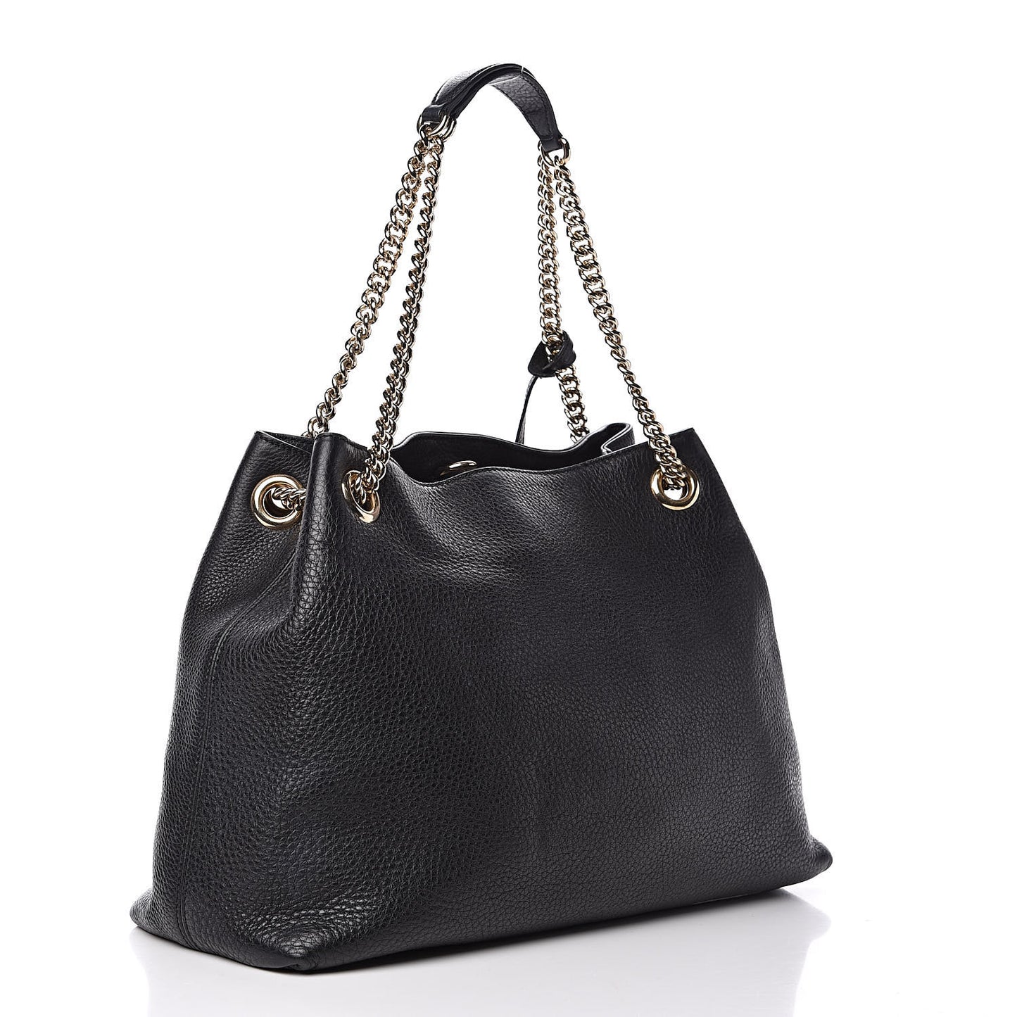 Pebbled Calfskin Medium Soho Chain Shoulder Bag Black