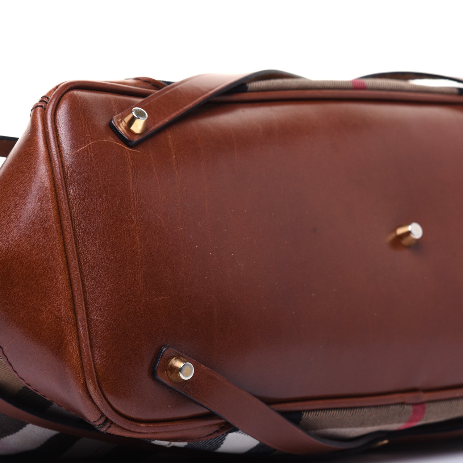 Burberry House Check Bridle Calfskin Medium Lynher Tote Dark Tan 6 of 30