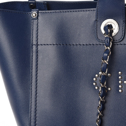 Chanel Caviar Large Studded Deauville Tote Navy 10 of 10
